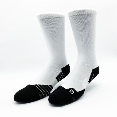 China QUICK DRY High Quality Black Toe Pieces Crew Length Polyester Crew Style Socks Free Sample Empty Socks For 3d Sublimation Print for sale