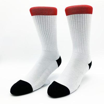 China QUICK DRY high quality 100% polyester cuff blank red crew length socks for sublimation for sale