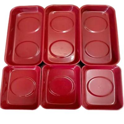 China Industrial Magnet 6Psc sprayed red color rectangular magnetic tool tray storage bowl shape hardware storage parts tray for sale