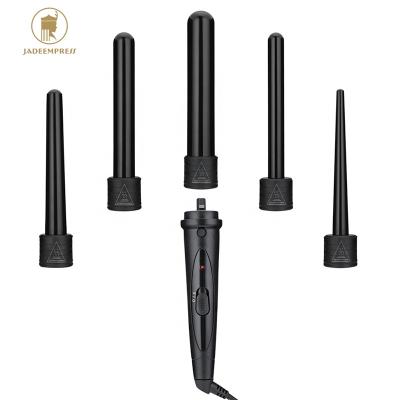 China Safety Hair Curling Iron Magic Wand Interchangeable Hair Curler 5 in 1 Ceramic Hair Curler Set for sale