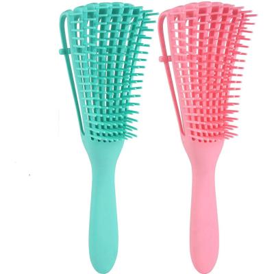 China Custom Logo Hand Held Detangling Silicone Hair Brush Private Label Straight 3Pcs for sale