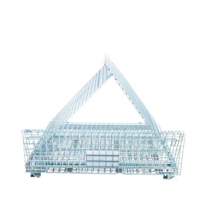 China Large Stackable Storage Heavy Duty Galvanized Durable Portable Wire Mesh Pallet Metal Stillage Folding Cage for sale