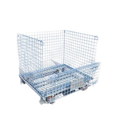 China Large Stackable Storage Wire Mesh Pallet Metal Stillage Portable Folding Cage for sale