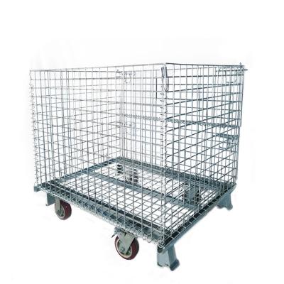 China Industrial Stackable Steel Corrosion Protection Wire Mesh Storage Basket Pallet Cage for sale