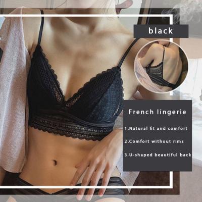 China Ladies QUICK DRY large backless underwear summer thin section gathered romantic French lace bra beauty back bra set for sale