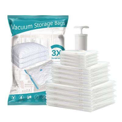 China Sustainable Reusable Vacuum Squeeze Bags With Pump Space Saver Vacuum Storage Bag Set for sale