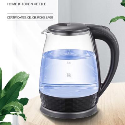 China 360 Rotation Glass Base 1.8L High Temperature Resistant Borosilicate Glass Electric Kettle Kettle for sale