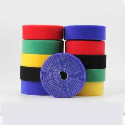 China Sustainable Customizable Size And Color Self Adhesive Back To Hook And Loop Back Rolls In Cable Ties Rolls Strap for sale