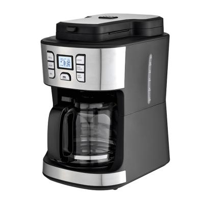 China Household 15 cup LCD display electric coffee maker machine with grinder for sale