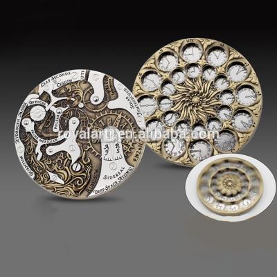 China High Quality Custom Europe Compass GEO Spinning Coin in Antique Finish for sale