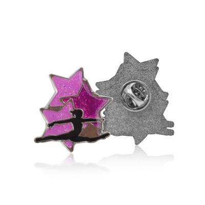 China Custom Europe Shiny Glitter Gym Lapel Pin With Epoxy for sale