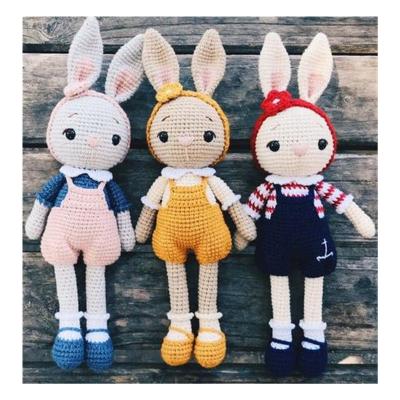 China Plush Factory Customized Handmade Crochet Easter Amigurumi Sound Doll Rabbit Toys for sale