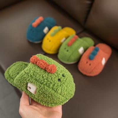 China Wholesale Anti-slippery Kids Slippers Winter Cute Cartoon Dinosaur Slippers Lovely For Kids Cotton Toddler Baby Warm Non-slip Slippers for sale