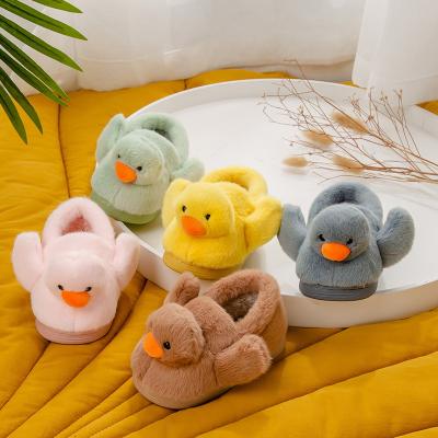 China Hot Selling Cute Slippers Baby Kid Winter Anti-Slippery Cotton Plush Warm And Slip-resistant Home Indoor Duck Cute Slipper For Kids for sale