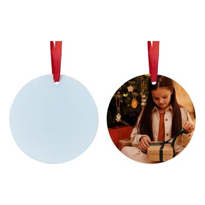 China Wholesale Round Eco-friendly Sublimation Christmas Ornaments Aluminum Double Sided Hang Tags Sheet Kids Outdoor Indoor Christmas Decorations for sale