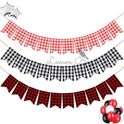 China Eco-friendly outdoor fishtail swallowtail fabric plaid flag decoration Christmas decoration party new arrival party direct sales for sale