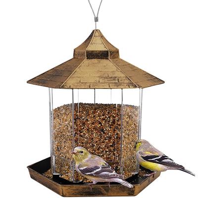 China Modern Outdoor Bird Feeder Metal Bird Feeder Metal Garden Feeder And Drinker Gold Plastic Hanging Cheap Wholesale for sale