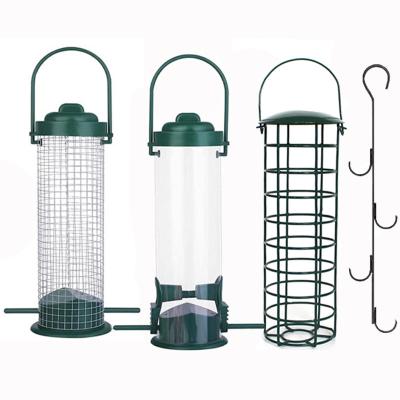 China Hot Selling Outdoor Accessories Cylindrical Metal Modern Garden Bird Hummingbird Hanging Bird Cage Feeders and Drinks Wholesale for sale