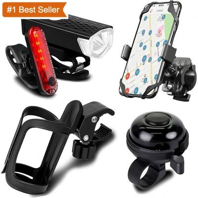 China Convenience Istaride USB Rechargeable Bicycle Lamp Set Lamp Lock Water Cup Phone Seat Mirror Bicycle Bell Bicycle Accessories for sale