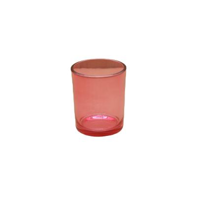 China Weddings 8oZ 215ML Red Glass Candle Jars Set Luxury Candle Jars With Bamboo Lid for sale