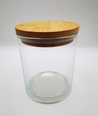 China Home Decoration Camet Transparent Clear Jars Bamboo Lids 8OZ 10OZ/14OZ Bamboo Jars Bulk For Candle Jars for sale