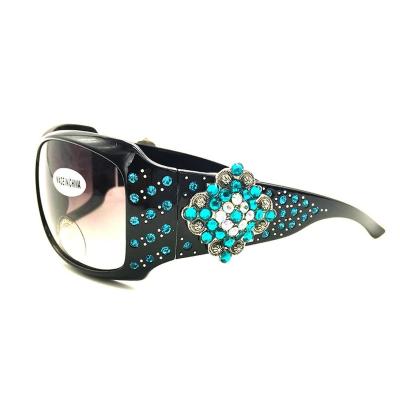 China Rhinestones Inlay 2019 Western Rhinestone Sunglasses Cowgirl Bling Metal Concho Chuck Amato Bose Sunglasses Wholesale for sale