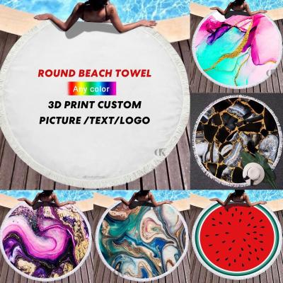 China High Quality Child Safe Custom Quick Drying Extra Large Polyester Microfiber Round Beach Towel Logo Custom Pattern Beach Towel for sale