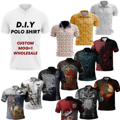 China 2022 Personal Wholesale Anti-wrinkle Customize Golf Shirts Fashion Print Men's Polo Shirts Outdoor Plus Size Sublimation Polo Shirts for sale