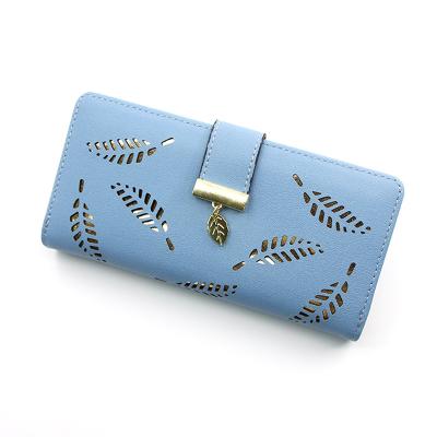 China Long Waterproof Women's Wallet Female Purses Leaf Money Female Leather Bag Clutch Design Coin Purse Card Holder Wallets PU Female Wallet for sale