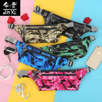 China Hot Selling Anti-theft Nylon Running Sport Fanny Pack Promotional Cheap Amazon Stock Outdoor Sport Waterproof Camouflage Belt Waist Bag for sale