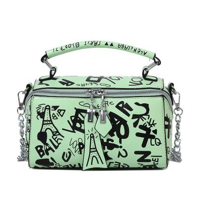 China Wholesale high-end PU women's graffiti handbag dasein handbag fashion popular leather portable messenger bag wallet for sale