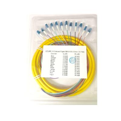 China FTTH FTTB FTTX Network 12 Strand 9/125 Single Mode 3m LC/UPC Fiber Optic Pigtails for sale