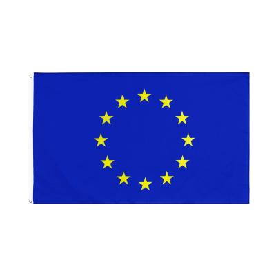 China OEM Euro Wholesale 100% Polyester 3x5ft Stock 12 Yellow Stars European Union EU Flag Blue for sale