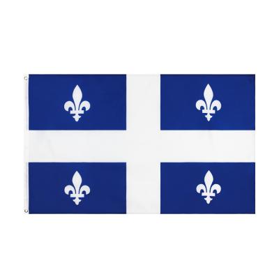 China Hanging 3X5 Ft 100% Polyester Double Sided Silk Screen Printing Ready Stock Quebec Flag for sale