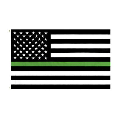 China OEM Wholesale 3x5ft Star Stitched 210D Nylon Embroidered Thin Green Line Flag for sale