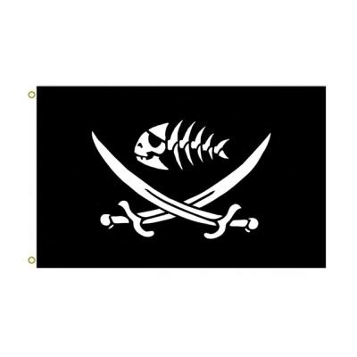 China 3X5 Ft Wholesale Cheap Wholesale Ready Running 100% Polyester Pirate Fish Flag for sale