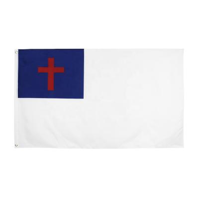 China OEM Wholesale 3x5ft Polyester 100% Stock Christianity Red Cross Religious Christian Flag for sale