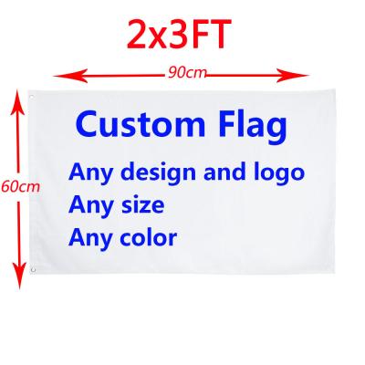 China OEM Fast Delivery 68D Polyester 2x3ft 60x90cm Any Design Custom Logo Colors Fan Sport Banner Flag for sale