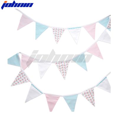 China Cotton Polyester Hanging Material Printed Pennants String Triangle Flags for sale