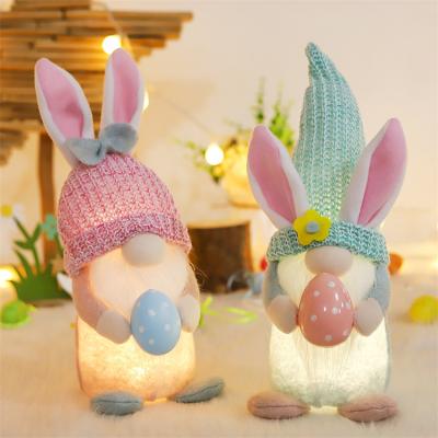 China Hot Light Home Decoration Ornaments PVC Toy Plush Easter Party Lighted Soft Funny Rabbit Faceless Doll for sale