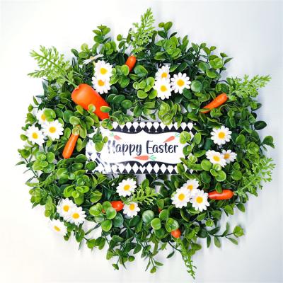 China Wholesale Soft PVC Easter Mixed Happy Spring Front Door Decor Daisy Carron Garland Door Hanger Carrot Garland Easter for sale