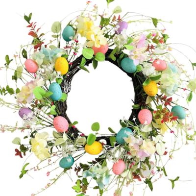 China Soft PVC Foam Multicolor Faux Easter Egg Garland With Mixed Flowers Sprout Home Indoor Outdoor Window Wall Decoration for sale