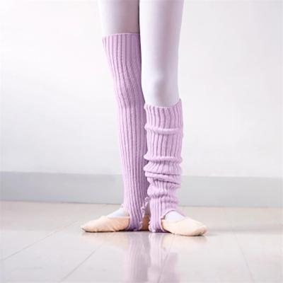 China 100% Custom Kids Knitted Ballet Dance Leg Warmers Ladies Solid Simple Dance Stirrup Leg Warmers Acrylic Dance Socks for sale