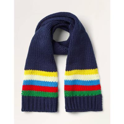 China Simple Long Rainbow Tail Design Acrylic Knit Scarf Women Girls Thick Warm Winter Knit Scarf for sale