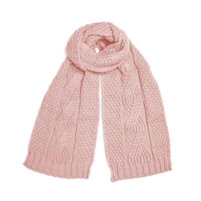 China Factory Custom Long Girls Pink Cable Knit Scarf Women Acrylic Solid Color Winter Simple Knit Scarf for sale