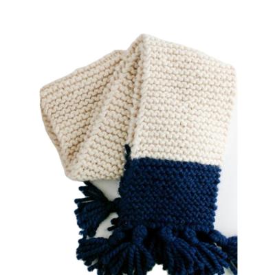 China Wholesale Men's Women's Long Adult Two Tone Block Unisex Color Knitted Scarves Winter Acrylic Knit Scarf for sale