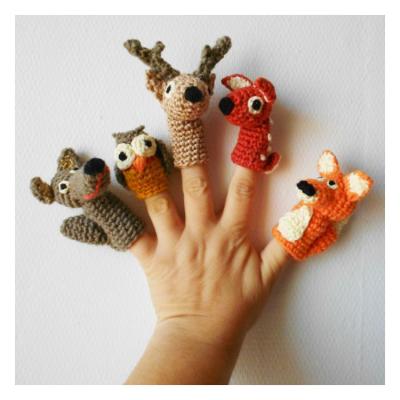 China Plush Finger Puppet Plant Hand Hook Family Finger Puppets Woodland Animal Finger Puppets for sale