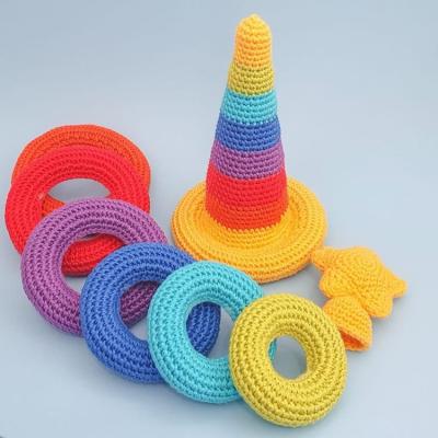 China Handmade Crochet Rainbow Stacking Toy Crochet Baby Toys Stuffed Montessori Stacking Rings Toys C666 for sale