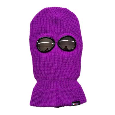 China JOINT Wholesale Goggles Balaclava Custom Knit Face Mask With Balaclava Goggles Knitted Ski Mask for sale