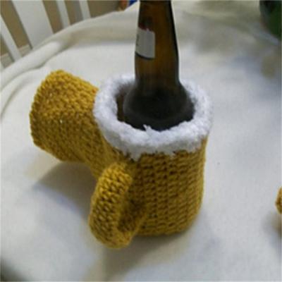 China Single Cup Mittens Crochet Beer Mitt Winter Custom Acrylic Knit Beer Koozie Mittens for sale